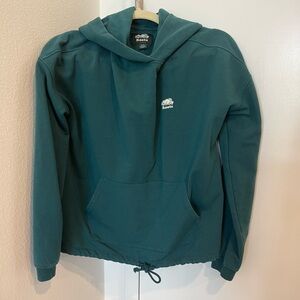 ROOTS Cozy Stretch Hoodie with Tie Bottom - Dark Teal, Size Small